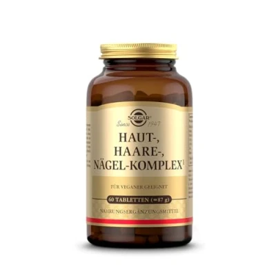 Abbildung von SOLGAR® Haut , Haare Nägel Komplex mit MSM, Rotalge, Vitamin C, Lysin, Prolin, Zink &amp; Kupfer für Haare, und Einzigartige Formel patentiertem OptiMSM® 60 Tabletten