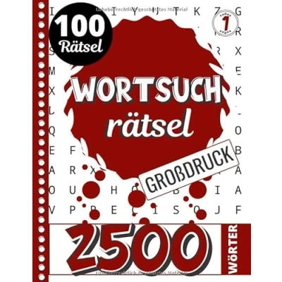 Abbildung von Wortsuchrätsel Großdruck: Wörter Suchen für Erwachsene und Senioren Große Schrift Rätselbuch Band 1 100 Buchstabensalat &amp; 2500 ... zu Hause oder den Urlaub
