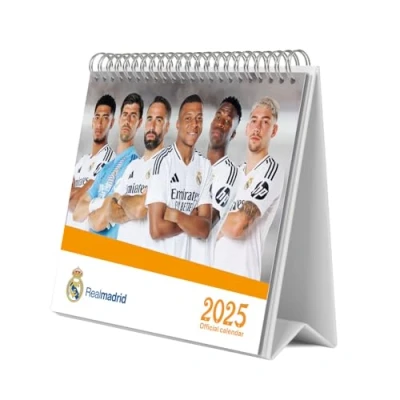 Abbildung von Grupo Erik Tischkalender 2025 Real Madrid 20 x 17 cm 12 Monats Schreibtischplaner, Kalender 2025, 2024