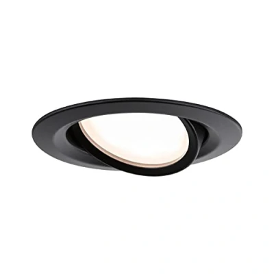 Abbildung von Paulmann 92459 LED Einbauleuchte Nova Plus IP65 Einzelleuchte schwenkbar rund 6W 470lm dimmbar 93mm Schwarz matt Alu Zink 2700K Coin