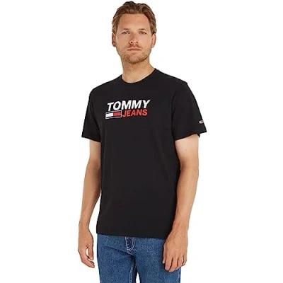Abbildung von Tommy Jeans LOGO TEE Tshirt print, Herren, Größe: XS, Black