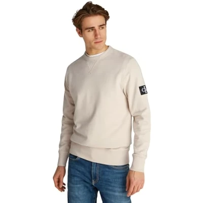 Abbildung von Calvin Klein Jeans Badge CREW NECK Sweatshirt, Herren, Größe: XXL, Oatmeal