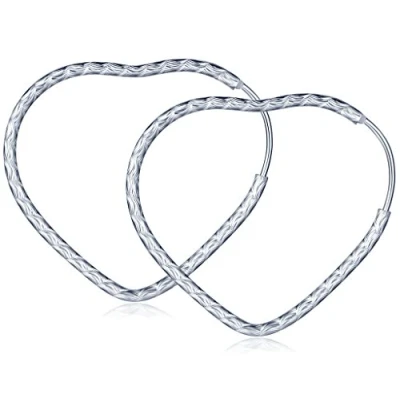 Abbildung von Unendlich U Fashion Herzen Damen Creolen 925 Sterling Silber Ohrhänger Ohrringe Hypoallergen Ohrschmuck,