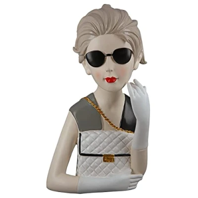 Abbildung von GILDE Deko Poly Skulptur Figur Lady mit Handtasche Dekoration Wohnzimmer Höhe 29 cm, 37196, Grau