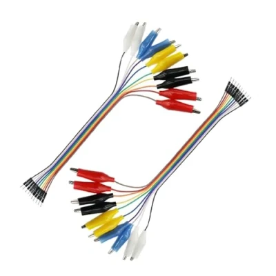 Abbildung von Aofan 2x10 Pin 20cm Breadboard Krokodilklemmen Jumper, Gator auf Stecker, Überbrückungskabel, für Netzteil, LED Streifen, Multimeter, Arduino Lilypad und Raspberry Pi