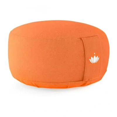 Abbildung von Lotuscrafts® Meditationskissen mit 15 cm Sitzhöhe, Yoga Kissen Dinkelfüllung, Yogakissen Rund, Bodenkissen Meditationskissen, Bezug waschbar, GOTS Zertifiziert