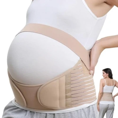 Abbildung von NEOtech Care Bauchgurt für die Schwangerschaft stützt Taille, Rücken &amp; Bauch Schwangerschaftsgurt (Beige, L)