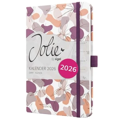 Abbildung von SIGEL J6359 Wochenkalender 2026 ca. A5, violett, Hardcover, Gummiband, Stiftschlaufe, Einstecktasche, 174 Seiten, vegan, Buchkalender, Terminplaner Taschenkalender Jolie