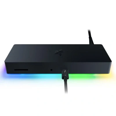 Abbildung von Razer Thunderbolt 4 Dock Chroma Premium Hub mit RGB Beleuchtung für Windows und Mac (10 Anschlüsse in einem, Ausgabe auf Zwei 4K Monitoren oder einen 8K Monitor) Schwarz