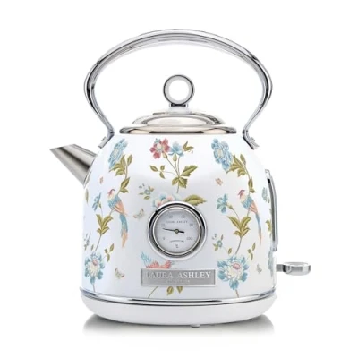 Abbildung von Laura Ashley Elveden Weiß Kabelloser Elektrischer Wasserkocher von VQ. Edelstahl 1.7 Litern, Energieeffiziente 2,2 kW Schnellkochtechnologie mit Überhitzungsschutz und Temperaturanzeige