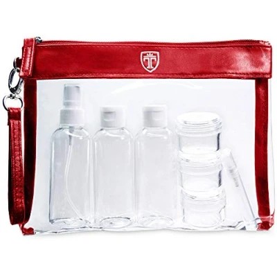 Abbildung von TRAVANDO Kulturbeutel durchsichtig 100ml 1l Kosmetiktasche transparent Kulturtasche Flüssigkeiten Reiseset Handgepäck Flugzeug Reise Flaschen Beutel Zipper Reisebeutel Tasche Zip Behälter