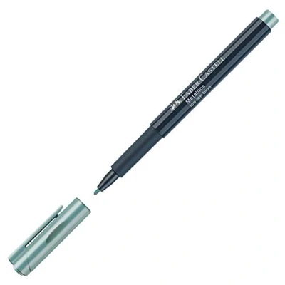 Abbildung von FABER CASTELL 160792 Metallics Marker mit Faserspitze, 1,5 mm Strichstärke, für viele Oberflächen geeignet, Metalliceffekt Ice Blue in hellblau
