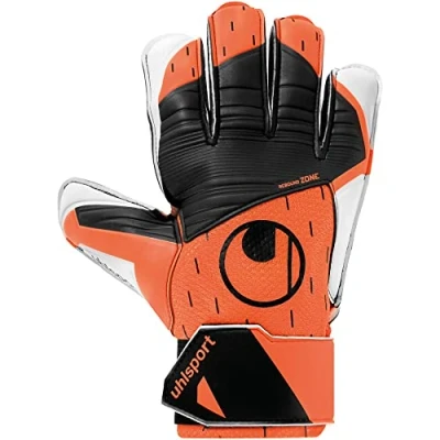 Abbildung von uhlsport Starter Resist Torwarthandschuhe Gloves für Erwachsene und Kinder Fußball Soccer Football geeignet jeden Untergrund, auch Kunstrasen Fluo orange/weiß/schwarz
