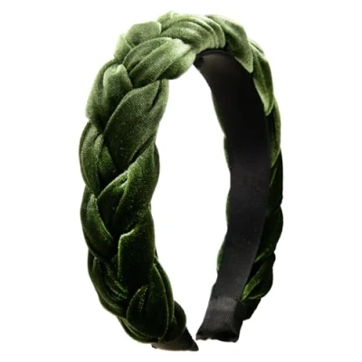 Abbildung von Alpenflüstern Trachten Haarreif Samt Flechtoptik Damen Haarschmuck rutschfest, Haarband geflochten fürs Dirndl (moosgrün) ADV132