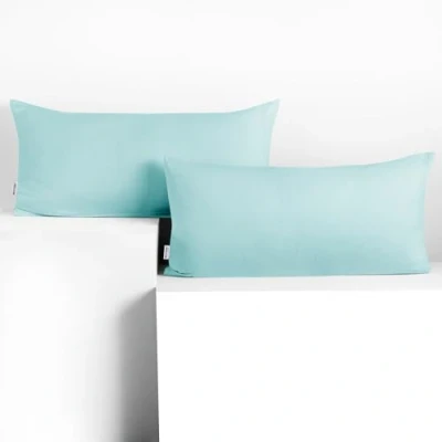 Abbildung von DecoKing 2 Kissenbezüge 40x80 cm Jersey 100% gekämmte Baumwolle Reißverschluss hellblau Amber