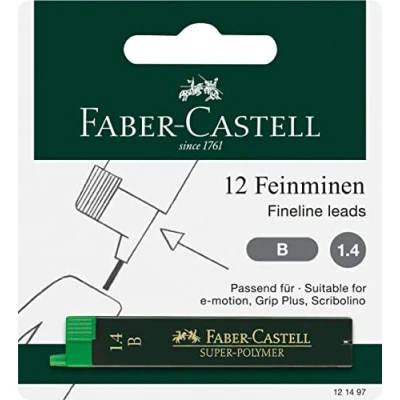 Abbildung von FABER CASTELL 121497 Feinmine Super Polymer, Härtegrad B, 1.4mm, 12 Minen