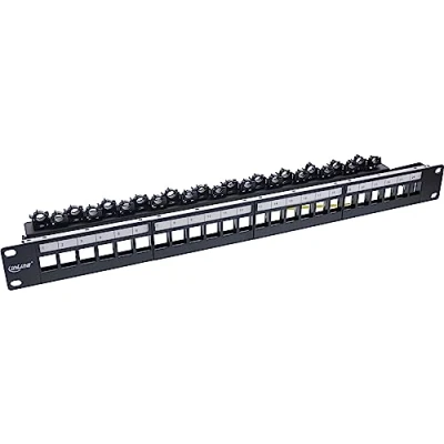 Abbildung von InLine® Patchfeld 24 Fach, Keystone Leerblech Patchpanel, 19&quot;, 1HE, schwarz RAL9005