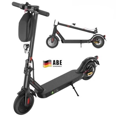 Abbildung von E Scooter mit Straßenzulassung, ABE Elektroroller Belastung bis 120kg, 30 km Reichweite, LED, 20km/h, 350W Motor, 8,5 Zoll Wabenreifen,Duales Bremssystem Roller für Erwachsene