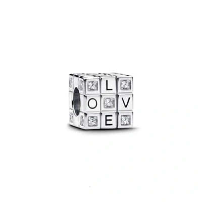 Abbildung von PANDORA Moments Beweglicher Spielzeugwürfel Charm aus Sterling Silber mit Zirkonia, Kompatibel Armbänder, 793672C01