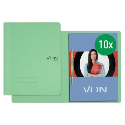 Abbildung von VON Leitz 10er Pack Schnellhefter A4, Karton, Mit Heftmechanik, Für 250 Blatt, Soft Cover, Schule, Studium &amp; Haushalt, Hellgrün, 30130050