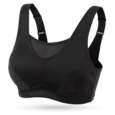 Abbildung von Wingslove Damen Sport BH ohne Bügel Nicht Gepolstert High Impact Bustier Halt Joggen （Schwarz 40F）
