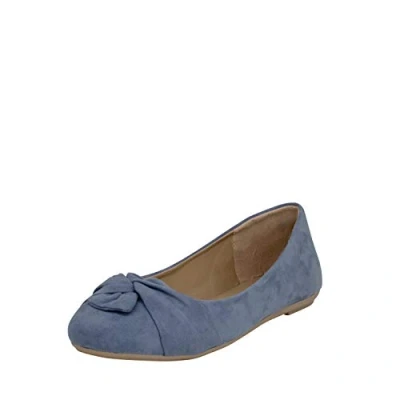 Abbildung von Fitters Footwear That Fits Damen Ballerina Maike Microfibre Mikrofaser Ballerinas mit Schleife Übergröße (44 EU, blau)