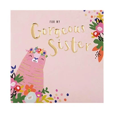 Abbildung von Hallmark Geburtstagskarte für Schwester geprägtes illustriertes Tiger Design