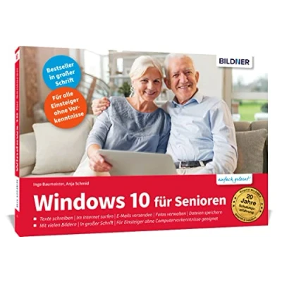 Abbildung von Windows 10 Für Senioren: Einsteiger im praktischen Lernformat vor die Tastatur legen. Leicht verständlich, in großer Schrift &amp; komplett Farbe!