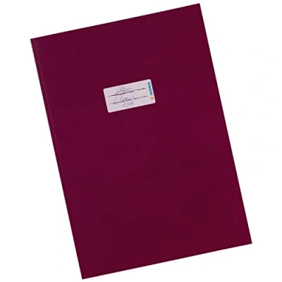 Abbildung von HERMA 19804 Heftumschlag A4 Karton Weinrot, Hefthülle mit Beschriftungsfeld aus stabilem &amp; extra starkem Papier, Heftschoner für Schulhefte, farbig