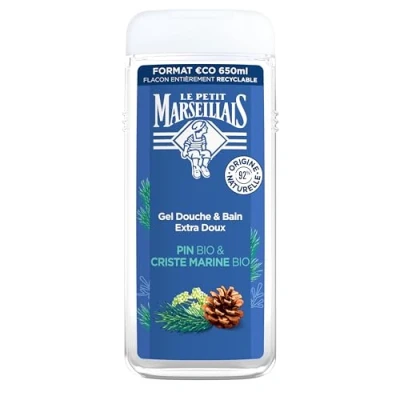 Abbildung von Le Petit Marseillais Duschgel, extra weich, Bio Kiefer &amp; Kriste, Marine (650 ml) spendet Feuchtigkeit und erfrischt, pH neutral, ohne Farbstoffe 92% natürlichen Ursprungs Flasche 100%