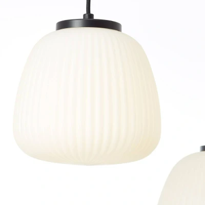 Abbildung von Brilliant Pendelleuchte »Kaizen«, 5 flammig, Leuchtmittel E27 ohne Leuchtmittel, 150 x 125 48 cm, E27, kürzbar, Riffelglas