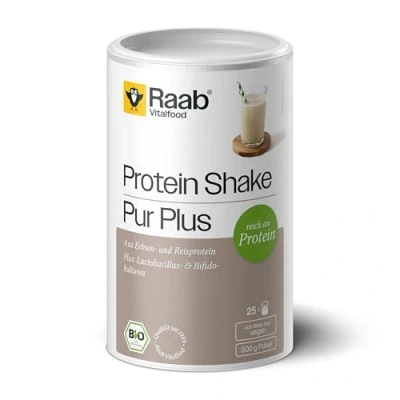 Abbildung von Raab Vitalfood Bio Protein Pure Shake PLUS, Pulver, Pflanzenpulvermischung mit Milchsäurebakterien, 500 g Dose