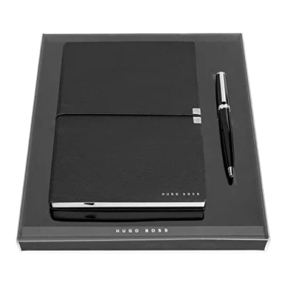 Abbildung von Hugo Boss Schreib Set Kugelschreiber Gear Icon und A5 Notizblock Elegance Storyline in der Geschenkbox, HPBH124A