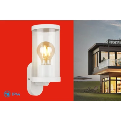 Abbildung von BRILONER Leuchten Außenlampe, Außenwandleuchte Glas, IP44, E27, Weiß, 230x95x115 mm (LxBxH), 3600 016