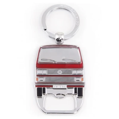 Abbildung von BRISA VW Collection Volkswagen Schlüssel Anhänger Ring Schlüsselbund Accessoire Keyholder mit Bier Flaschen Öffner im T3 Bulli Bus Design (Bus Front/Rot)