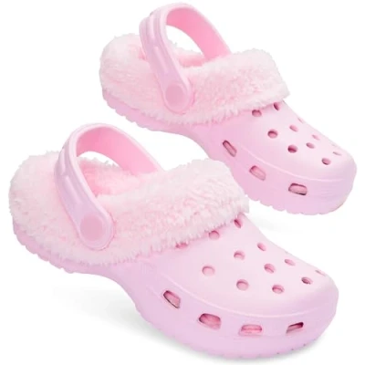 Abbildung von CityComfort Mädchen Clogs Kinder Hausschuhe, Warme Fleecefutter &amp; Abnehmbaren Schuh Charms, Geschenke für Teenager (31 EU, Rosa ohne Charms)