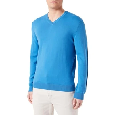 Abbildung von United Colors of Benetton Herren T Shirt V Ausschnitt M/L 1098u4486 Pullover, Bluette 3 m6, Medium