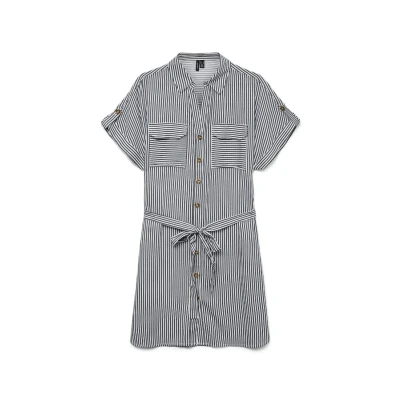 Abbildung von Vero Moda Vmbumpy Short Shirt Dress Blusenkleid, Damen, Größe: XS, India ink/snow white