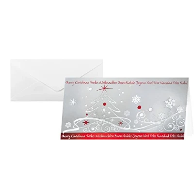 Abbildung von SIGEL DS393 hochwertiges Weihnachtskarten Set mit Umschlag DIN lang 10 Stück Prägung &quot;Winter Breeze&quot; ideal zum Bedrucken