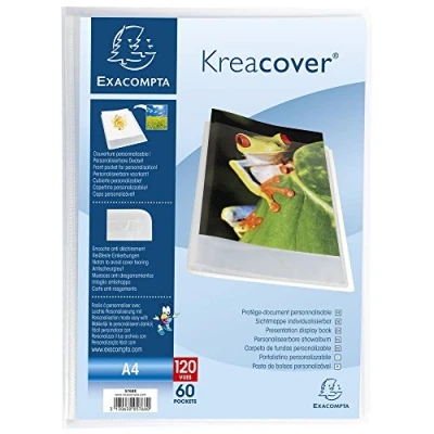 Abbildung von Exacompta 5768E Kreacover Sichtmappe (aus PP, DIN A4, 21 x 29,7 cm, mit 60 Hüllen) 1 Stück kristall