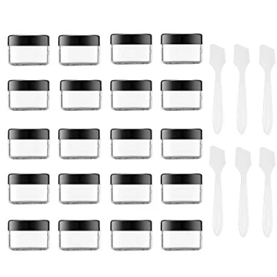 Abbildung von Toureal 15ml kleine Cremedose Leer (20 Stück) Kosmetikdose Plastik, Creme Dose Behälter für Kosmetik Tiegel (Schwarz, mit Deckel)