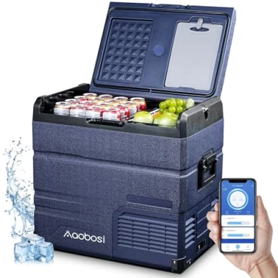 Abbildung von AAOBOSI Kompressor Kühlbox 54 L, Auto mit Dual Zone bis 20 C, 12v 230v Tragbar App Steuerung für Camping, LKW, Boot, Reisemobil, Touch Steuerung, Anti Shake