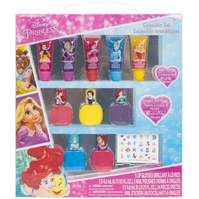 Abbildung von Disney Princess Kinderschminke Set Mädchen Make up mit Lipgloss, Nagellack und mehr Geburtstagsgeschenk für Kinder ab 3 Jahren von Townley Girl