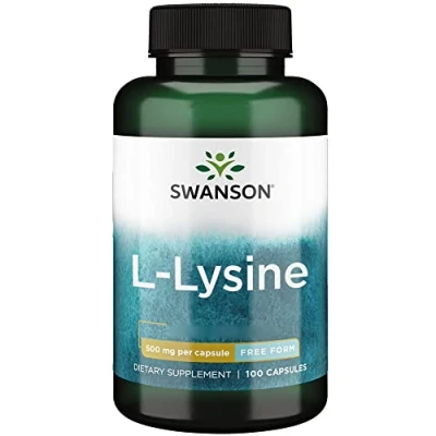 Abbildung von Swanson L Lysine, 500mg, 100 Kapseln, hochdosiert, Laborgeprüft, Sojafrei, Glutenfrei, Ohne Gentechnik