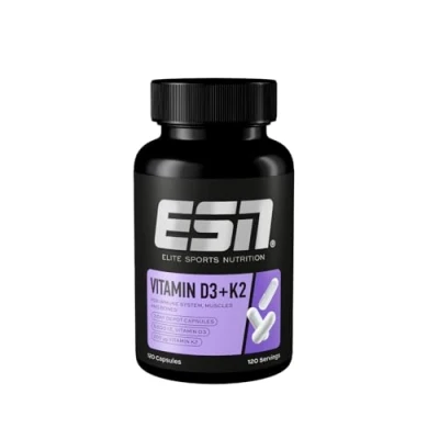 Abbildung von ESN Vitamin D3 + K2, 120 Kapseln, für Immunsystem, Knochen und Blutgewinnung, geprüfte Qualität, vegan &amp; made in Germany