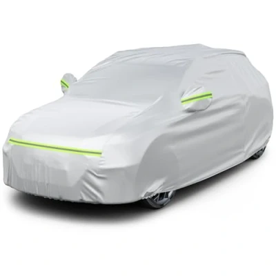 Abbildung von Favoto Autoabdeckung Vollgarage Auto Abdeckplane Staubdicht Wasserdicht Autohülle Autoplane Winter &amp; Sommer für 430cm 465cm SUV Silber 3kg