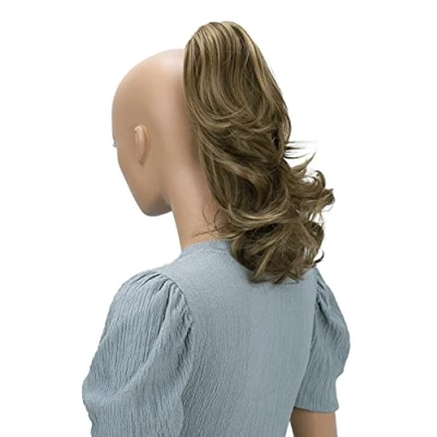 Abbildung von CAISHA 35cm Haarteil Helena Zopf Haarverlängerung mit Butterflyklammer Voluminös Gewellt Braun Mix H60