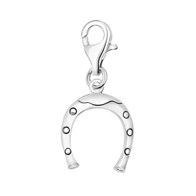 Abbildung von Quiges Charm Anhänger Lucky Hufeisen Glücksbringer 925 Silber mit Karabinerverschluss für Bettelarmband