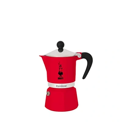 Abbildung von Bialetti 4961 Rainbow Caffettiera Colorata, Alluminio, Rossa, 1 Tasse, Rot