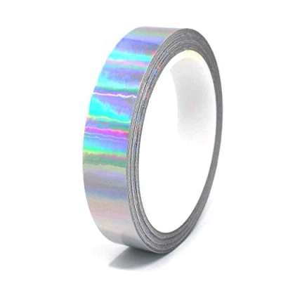 Abbildung von (0,79/m) 10 Meter Hologramm Zierstreifen Basteln Möbel Auto Motorrad Modellbau Deko Dekorstreifen Klebestreifen selbstklebend DIY (Hologramm Silber, 10mm Breite)